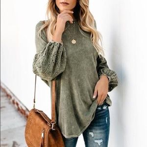 Olive green beautiful dolman knit top